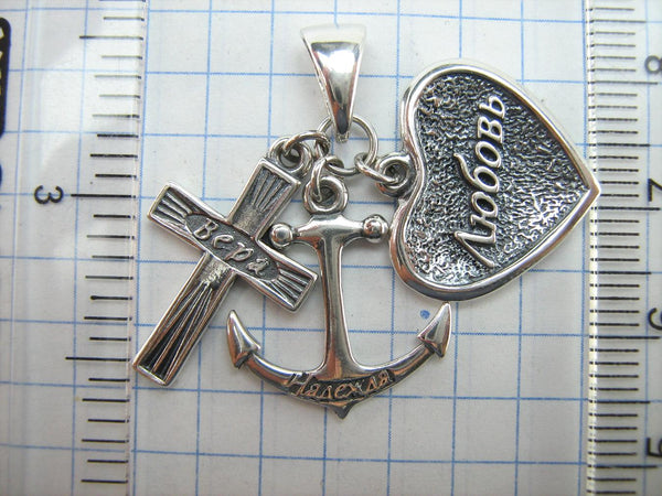 Sólido 925 plata esterlina icono colgante medalla collar fe caridad esperanza cruz corazón ancla nueva fe joyería MD001929