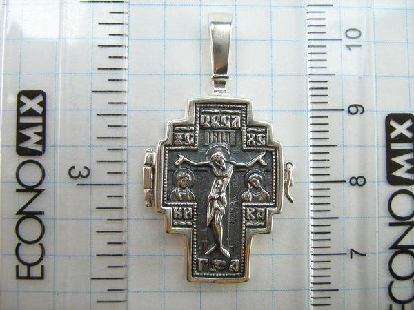 SOLID 925 Sterling Silver Cross Pendant Crucifix Saint Sergius Locket Encolpion New Christian Church Faith Jewelry CR001153