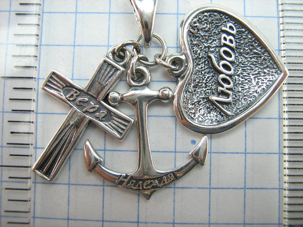 Sólido 925 plata esterlina icono colgante medalla collar fe caridad esperanza cruz corazón ancla nueva fe joyería MD001929