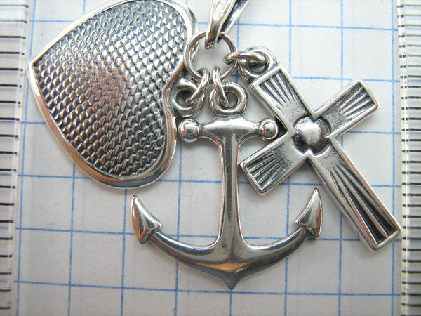 Sólido 925 plata esterlina icono colgante medalla collar fe caridad esperanza cruz corazón ancla nueva fe joyería MD001929