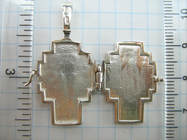 SOLID 925 Sterling Silver Cross Pendant Crucifix Saint Sergius Locket Encolpion New Christian Church Faith Jewelry CR001153