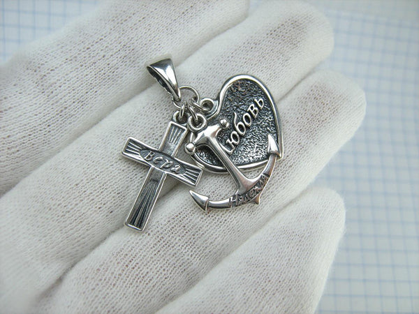 Sólido 925 plata esterlina icono colgante medalla collar fe caridad esperanza cruz corazón ancla nueva fe joyería MD001929