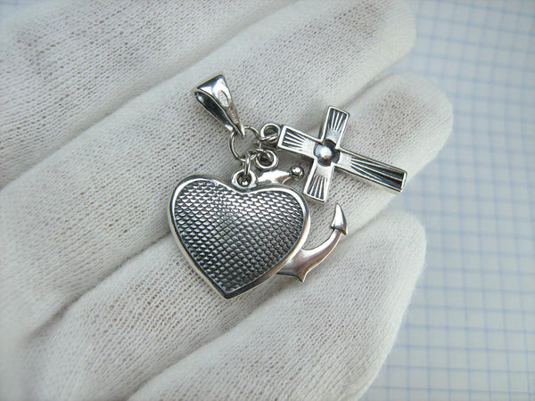 Sólido 925 plata esterlina icono colgante medalla collar fe caridad esperanza cruz corazón ancla nueva fe joyería MD001929