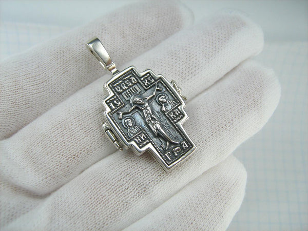 SOLID 925 Sterling Silver Cross Pendant Crucifix Saint Sergius Locket Encolpion New Christian Church Faith Jewelry CR001153