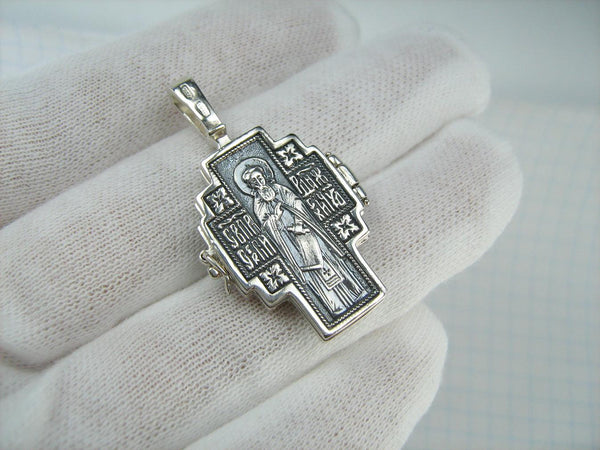 SOLID 925 Sterling Silver Cross Pendant Crucifix Saint Sergius Locket Encolpion New Christian Church Faith Jewelry CR001153