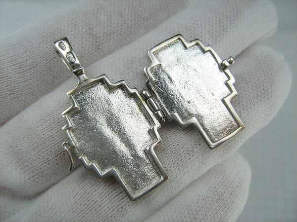 SOLID 925 Sterling Silver Cross Pendant Crucifix Saint Sergius Locket Encolpion New Christian Church Faith Jewelry CR001153