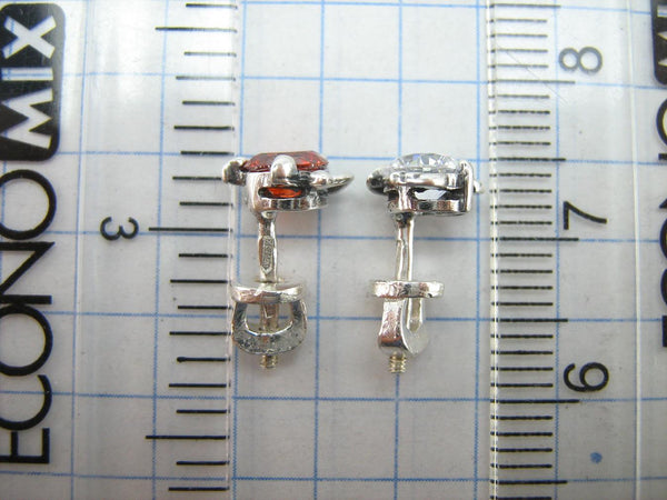 Pendientes SÓLIDOS de plata de ley 925 Ángel Diablo Blanco Rojo Tornillos traseros Pequeños postes Cierre Empuje hacia atrás Nueva joyería fina de fe ER000222
