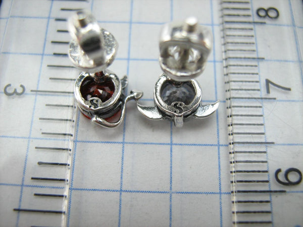 Pendientes SÓLIDOS de plata de ley 925 Ángel Diablo Blanco Rojo Tornillos traseros Pequeños postes Cierre Empuje hacia atrás Nueva joyería fina de fe ER000222