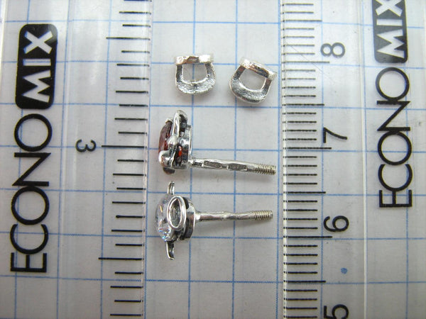 Pendientes SÓLIDOS de plata de ley 925 Ángel Diablo Blanco Rojo Tornillos traseros Pequeños postes Cierre Empuje hacia atrás Nueva joyería fina de fe ER000222