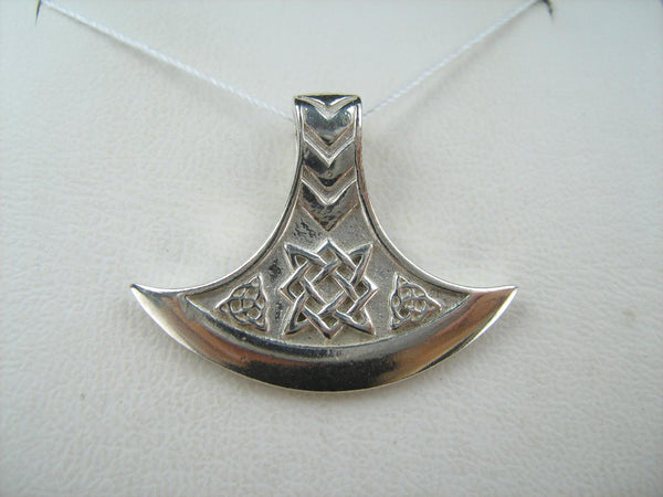 SOLID 925 Sterling Silver Pendant Necklace Axe Viking Amulet Celtic Knot Pattern Armour Norse Scandinavian Ethnic New Fine Jewelry PN001590