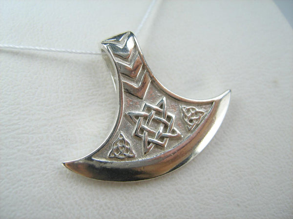 SOLID 925 Sterling Silver Pendant Necklace Axe Viking Amulet Celtic Knot Pattern Armour Norse Scandinavian Ethnic New Fine Jewelry PN001590