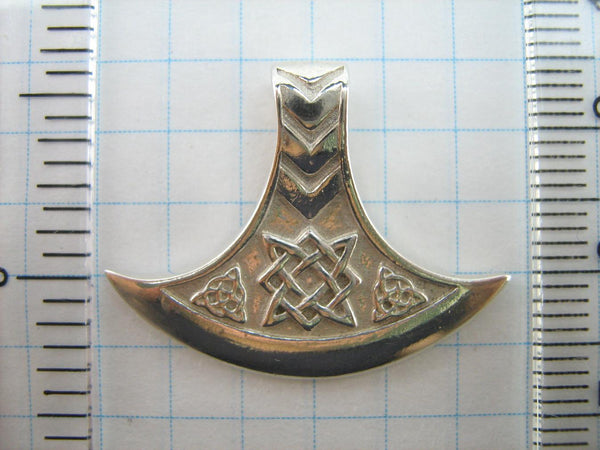 SOLID 925 Sterling Silver Pendant Necklace Axe Viking Amulet Celtic Knot Pattern Armour Norse Scandinavian Ethnic New Fine Jewelry PN001590
