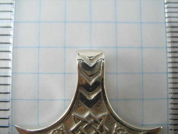 SOLID 925 Sterling Silver Pendant Necklace Axe Viking Amulet Celtic Knot Pattern Armour Norse Scandinavian Ethnic New Fine Jewelry PN001590