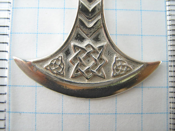 SOLID 925 Sterling Silver Pendant Necklace Axe Viking Amulet Celtic Knot Pattern Armour Norse Scandinavian Ethnic New Fine Jewelry PN001590