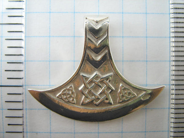 SOLID 925 Sterling Silver Pendant Necklace Axe Viking Amulet Celtic Knot Pattern Armour Norse Scandinavian Ethnic New Fine Jewelry PN001590