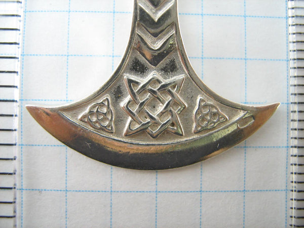 SOLID 925 Sterling Silver Pendant Necklace Axe Viking Amulet Celtic Knot Pattern Armour Norse Scandinavian Ethnic New Fine Jewelry PN001590