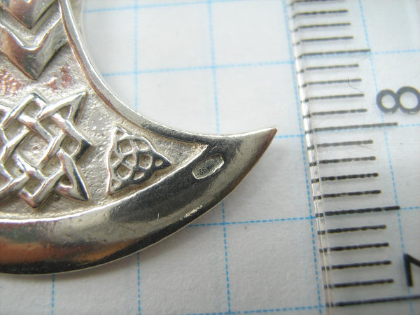 SOLID 925 Sterling Silver Pendant Necklace Axe Viking Amulet Celtic Knot Pattern Armour Norse Scandinavian Ethnic New Fine Jewelry PN001590