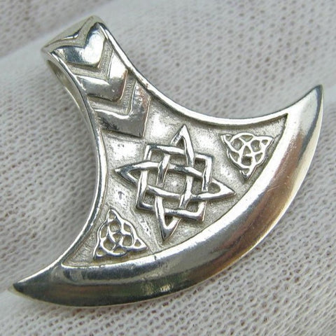 Collana con ciondolo in argento Sterling 925 massiccio ascia vichinga amuleto nodo celtico armatura norrena scandinava etnica nuova raffinata gioielleria PN001590