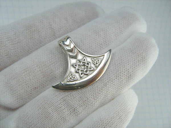 SOLID 925 Sterling Silver Pendant Necklace Axe Viking Amulet Celtic Knot Pattern Armour Norse Scandinavian Ethnic New Fine Jewelry PN001590