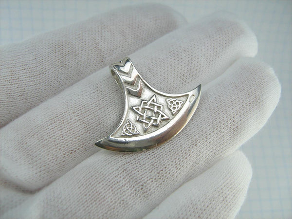 SOLID 925 Sterling Silver Pendant Necklace Axe Viking Amulet Celtic Knot Pattern Armour Norse Scandinavian Ethnic New Fine Jewelry PN001590