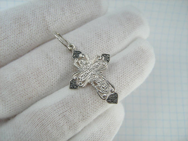 New solid 925 Sterling Silver cross pendant and crucifix with Christian prayer text. Picture 3