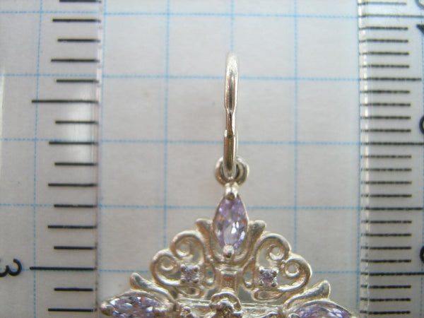 SOLID 925 Sterling Silver Cross Pendant Openwork Filigree Pattern Fleur-de-lis Amulet New Christian Church Faith Jewelry CR001021
