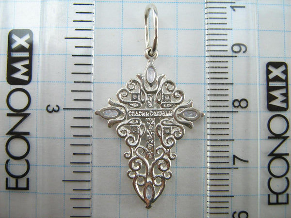 SOLID 925 Sterling Silver Cross Pendant Openwork Filigree Pattern Fleur-de-lis Amulet New Christian Church Faith Jewelry CR001021