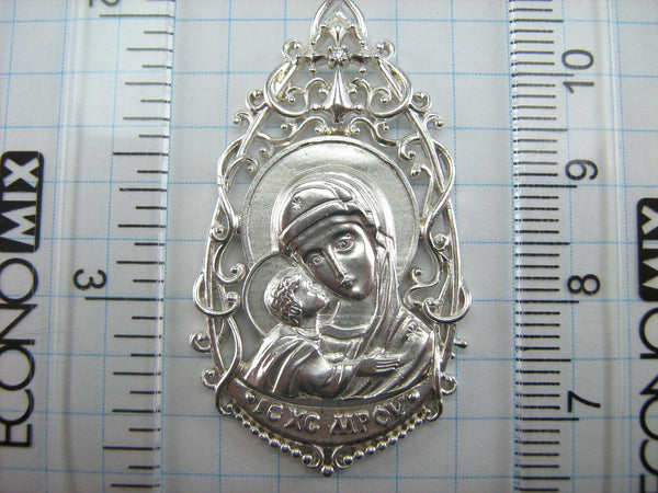 925 Sterling Silver Icon Medal Pendant Mother of God Saint Mary Jesus Christ Vintage Christian Church Fine Faith Jewelry MD001272