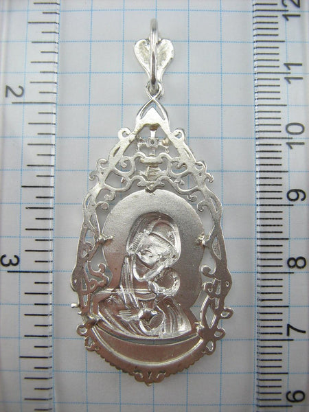 925 Sterling Silver Icon Medal Pendant Mother of God Saint Mary Jesus Christ Vintage Christian Church Fine Faith Jewelry MD001272