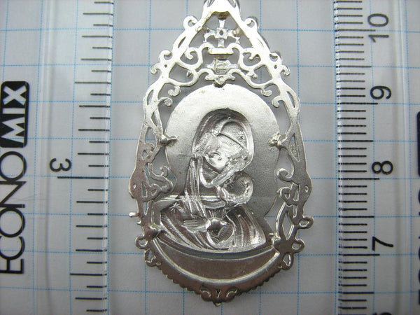 925 Sterling Silver Icon Medal Pendant Mother of God Saint Mary Jesus Christ Vintage Christian Church Fine Faith Jewelry MD001272