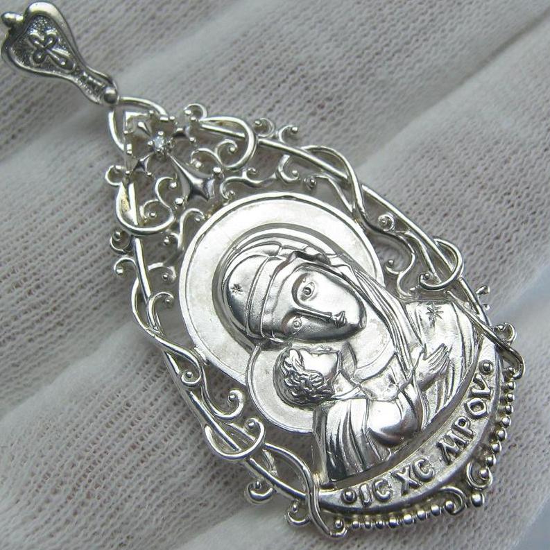 925 Sterling Silver Icon Medal Pendant Mother of God Saint Mary Jesus Christ Vintage Christian Church Fine Faith Jewelry MD001272