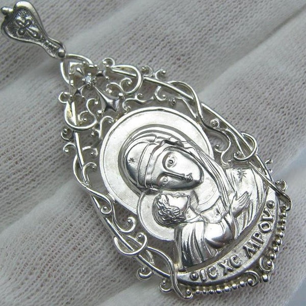 925 Sterling Silver Icon Medal Pendant Mother of God Saint Mary Jesus Christ Vintage Christian Church Fine Faith Jewelry MD001272