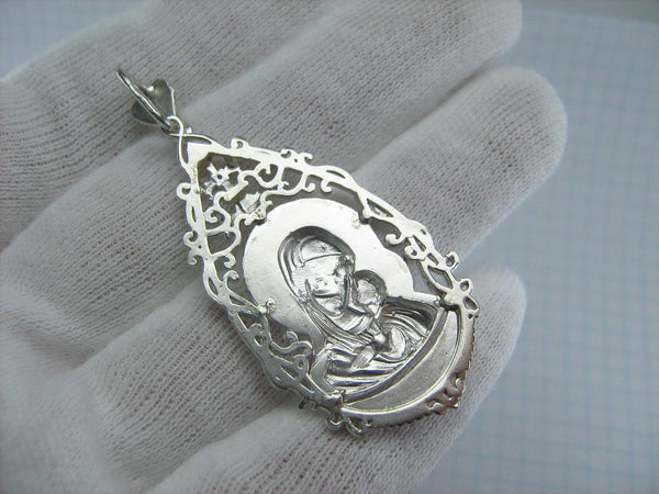 925 Sterling Silver Icon Medal Pendant Mother of God Saint Mary Jesus Christ Vintage Christian Church Fine Faith Jewelry MD001272