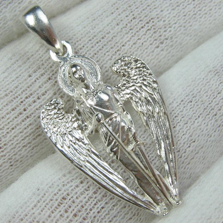 SOLID 925 Sterling Silver Angel Guardian Icon Pendant Medal Amulet New Christian Church Fine and Faith Jewelry MD001420