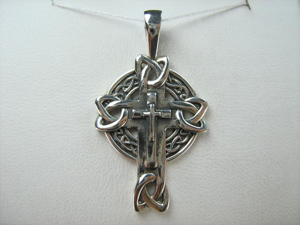 SOLID 925 Sterling Silver Cross Pendant Celtic Knot May the Road Rise Up to Meet You New Fine and Faith Jewelry CR001418