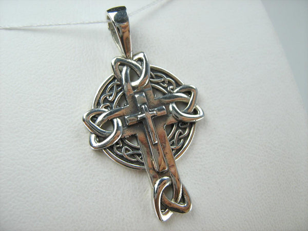 SOLID 925 Sterling Silver Cross Pendant Celtic Knot May the Road Rise Up to Meet You New Fine and Faith Jewelry CR001418