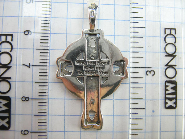 SOLID 925 Sterling Silver Cross Pendant Celtic Knot May the Road Rise Up to Meet You New Fine and Faith Jewelry CR001418