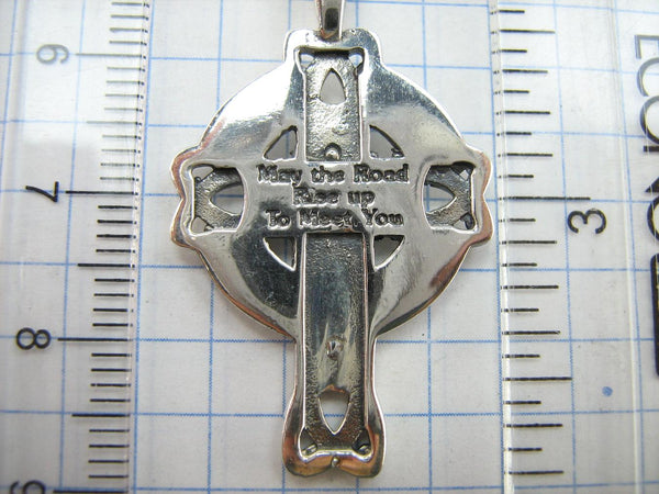 SOLID 925 Sterling Silver Cross Pendant Celtic Knot May the Road Rise Up to Meet You New Fine and Faith Jewelry CR001418