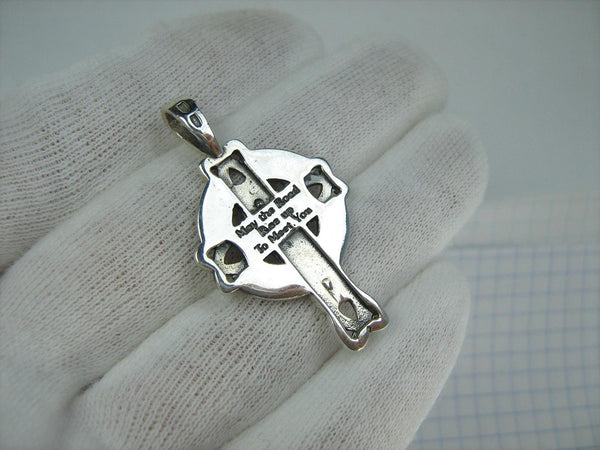 SOLID 925 Sterling Silver Cross Pendant Celtic Knot May the Road Rise Up to Meet You New Fine and Faith Jewelry CR001418