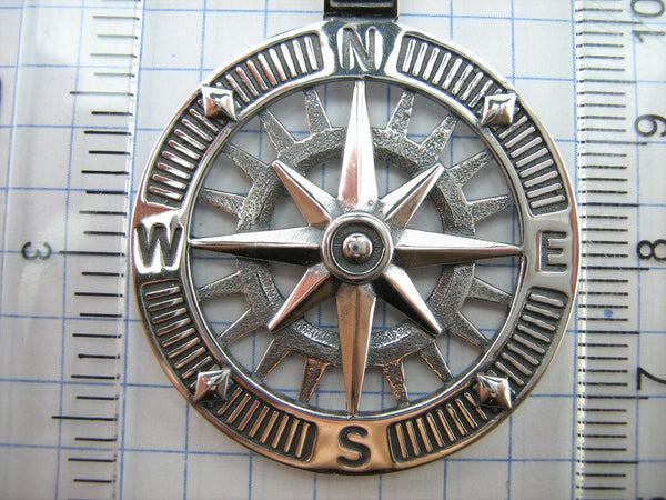 925 Sterling Silver wind rose shaped compass. Item code PN001762. Picture 8