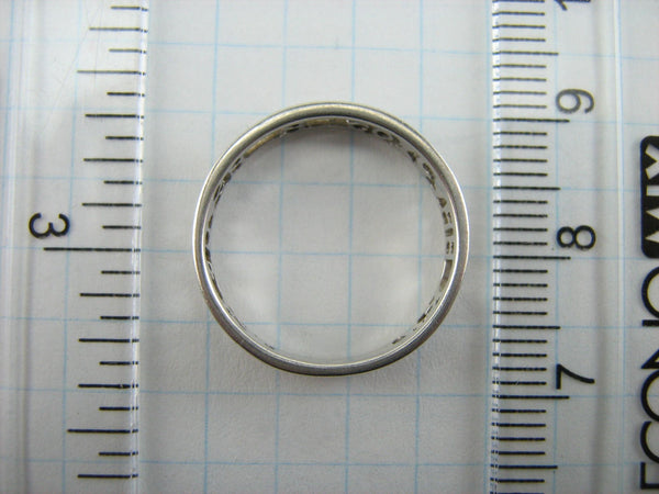 SOLID 925 Sterling Silver Ring Band US Size 5.5 Prayer Inscription Openwork Vintage Christian Church Faith Jewelry RI001174