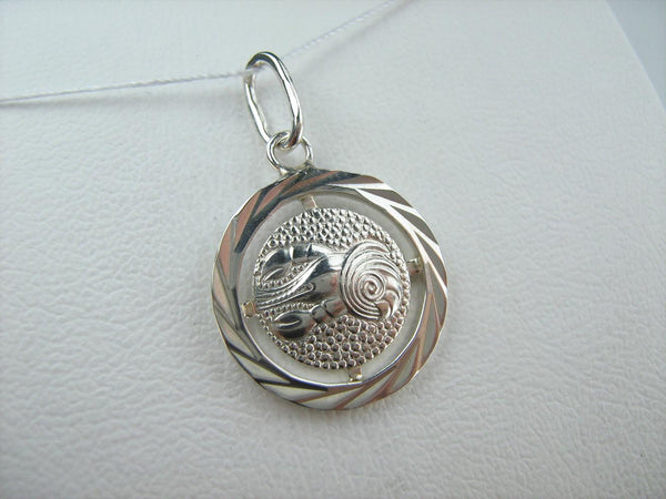 925 Sterling Silver Pendant Cancer Shrimp Zodiac Amulet Birthday Gift Ukraine Vintage Fine Jewelry PN001858