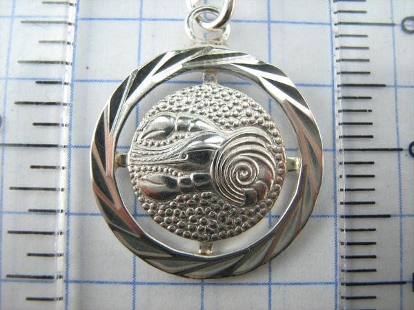 925 Sterling Silver Pendant Cancer Shrimp Zodiac Amulet Birthday Gift Ukraine Vintage Fine Jewelry PN001858