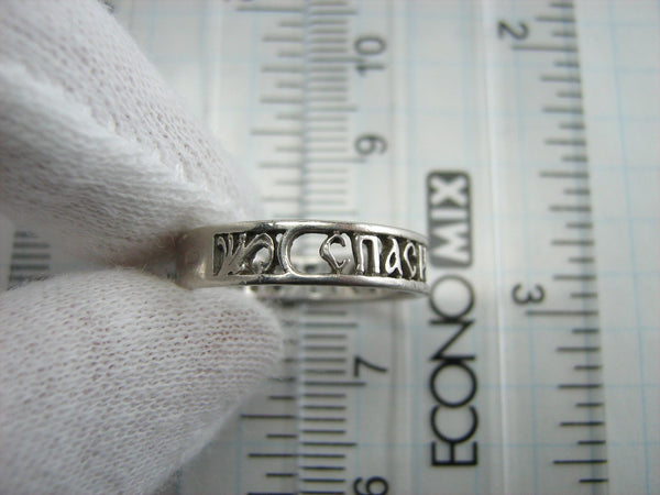 SOLID 925 Sterling Silver Ring Band US Size 5.5 Prayer Inscription Openwork Vintage Christian Church Faith Jewelry RI001174