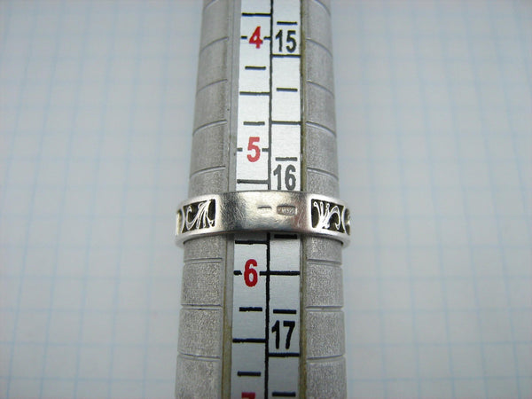 SOLID 925 Sterling Silver Ring Band US Size 5.5 Prayer Inscription Openwork Vintage Christian Church Faith Jewelry RI001174