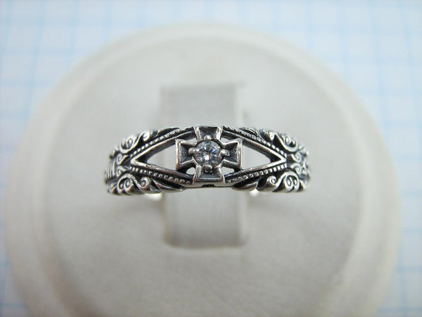 SOLID 925 Sterling Silver Ring Band US size 5.75 Prayer Text Religious Amulet Oxidized Vintage Christian Church Faith Fine Jewelry RI001771