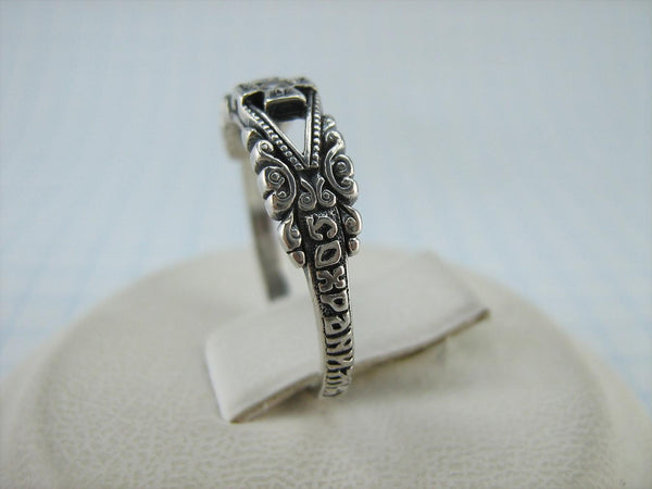 SOLID 925 Sterling Silver Ring Band US size 5.75 Prayer Text Religious Amulet Oxidized Vintage Christian Church Faith Fine Jewelry RI001771