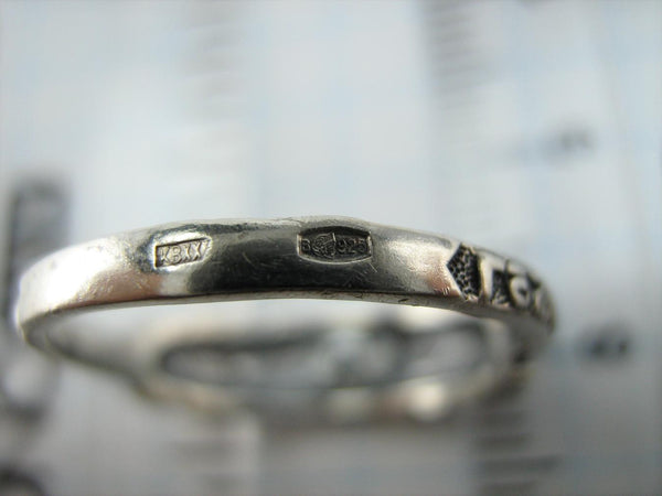 SOLID 925 Sterling Silver Ring Band US size 5.75 Prayer Text Religious Amulet Oxidized Vintage Christian Church Faith Fine Jewelry RI001771