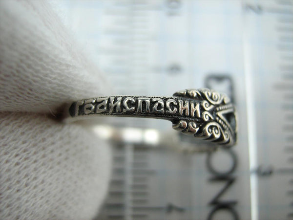 SOLID 925 Sterling Silver Ring Band US size 5.75 Prayer Text Religious Amulet Oxidized Vintage Christian Church Faith Fine Jewelry RI001771