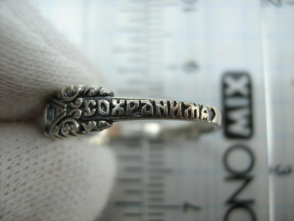 SOLID 925 Sterling Silver Ring Band US size 5.75 Prayer Text Religious Amulet Oxidized Vintage Christian Church Faith Fine Jewelry RI001771